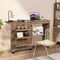 Costway Utility Sewing Craft Table Folding Design w/Storage Cabinet Wheels Brown